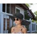 Straw Big Rim Hat - w/ Multi-String Bow - Black - HT-SHA50203BK
